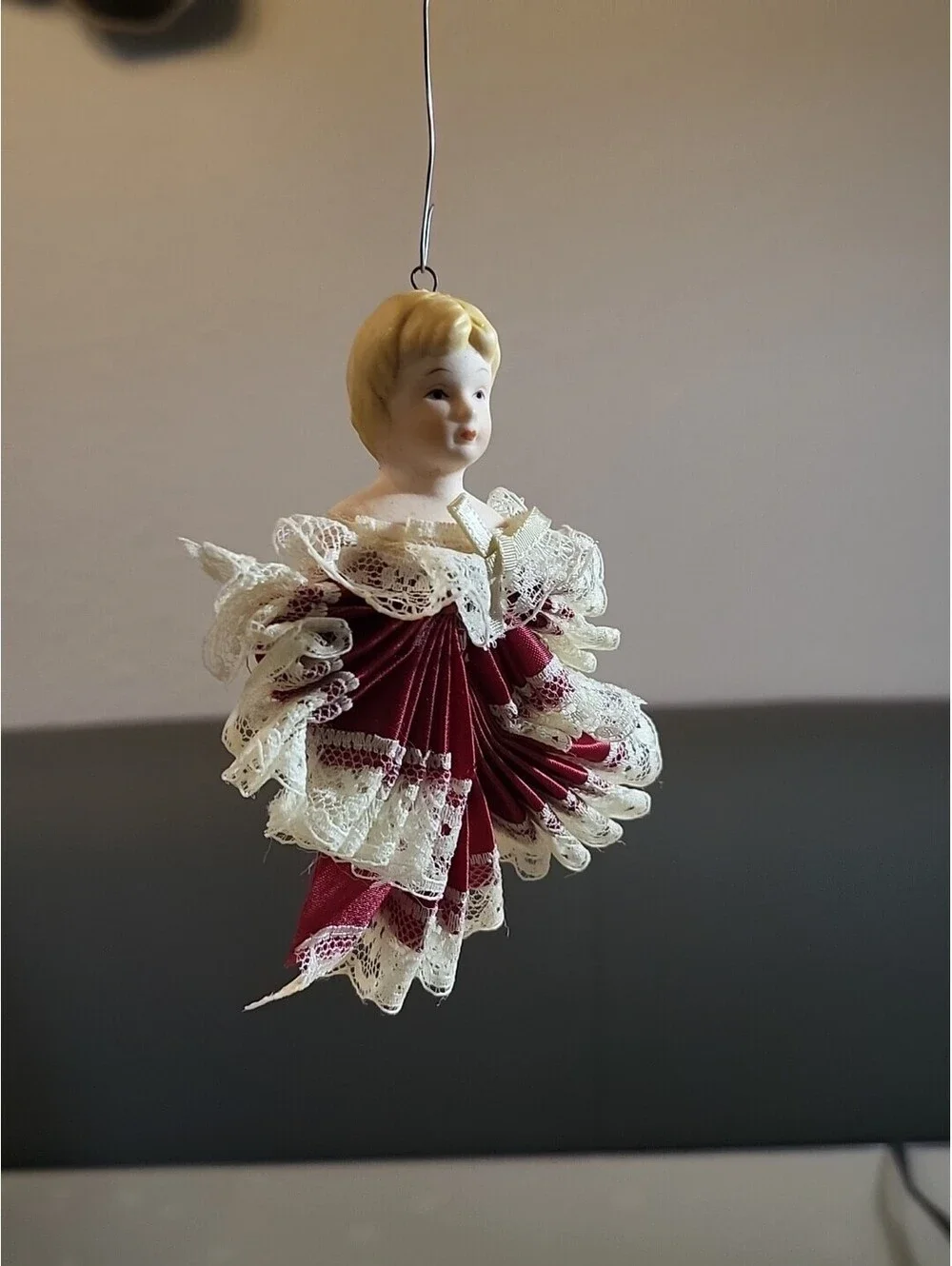 Vintage Porcelain Angel Girl HandmadeChristmas Ornament 4